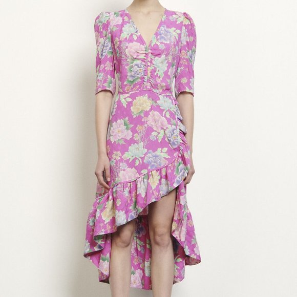 🟥 HOLIDAY SPECIAL 🟥  Sandro Pink Floral Ruffled Maxi Dress - Picture 2 of 4